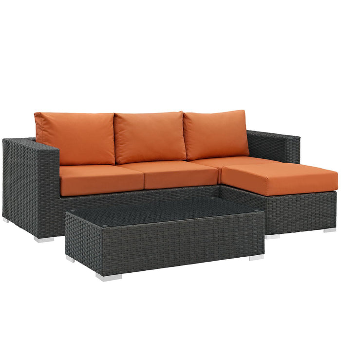 Sojourn 3 Piece Outdoor Patio Sunbrella� Sectional Set