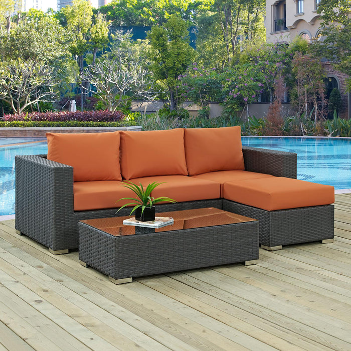 Sojourn 3 Piece Outdoor Patio Sunbrella� Sectional Set