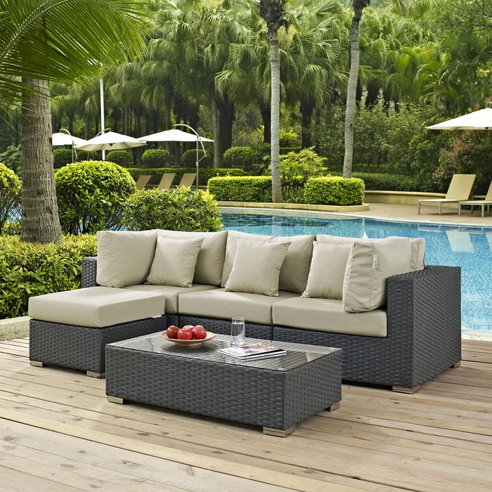 Sojourn 5 Piece Outdoor Patio Sunbrella� Sectional Set