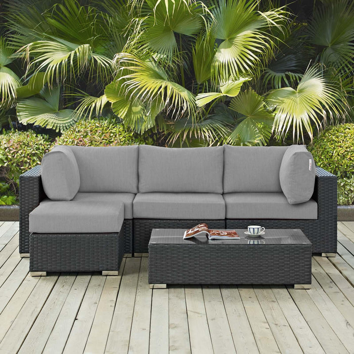 Sojourn 5 Piece Outdoor Patio Sunbrella� Sectional Set