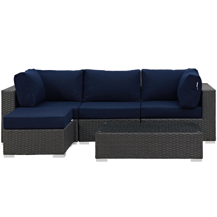 Sojourn 5 Piece Outdoor Patio Sunbrella� Sectional Set