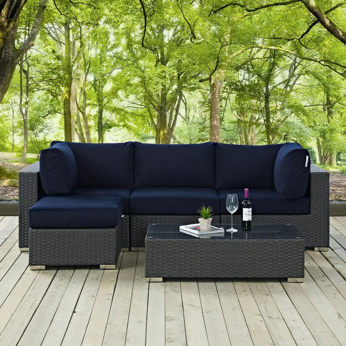 Sojourn 5 Piece Outdoor Patio Sunbrella� Sectional Set