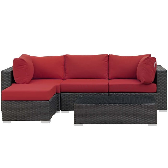 Sojourn 5 Piece Outdoor Patio Sunbrella� Sectional Set