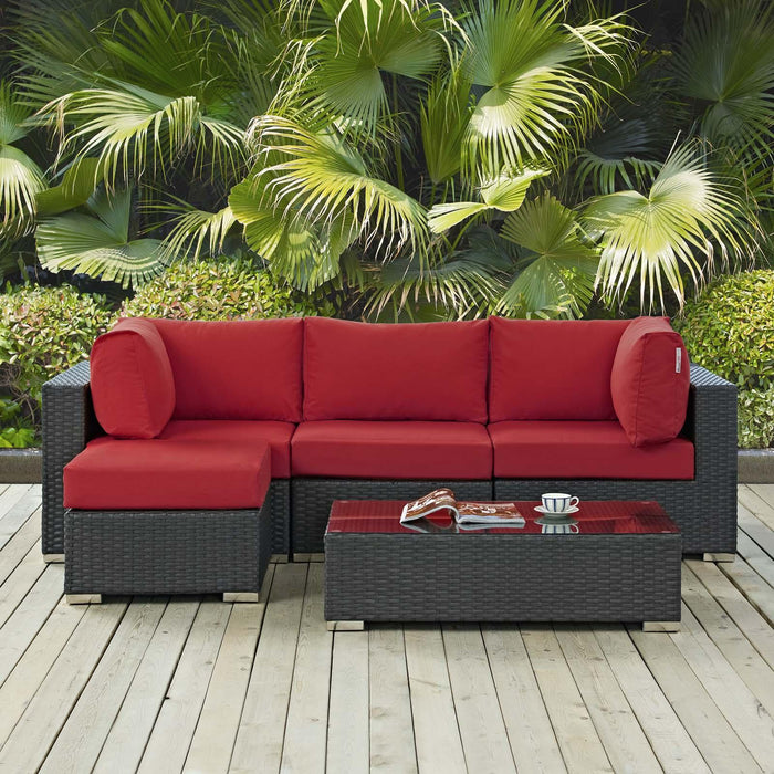 Sojourn 5 Piece Outdoor Patio Sunbrella� Sectional Set