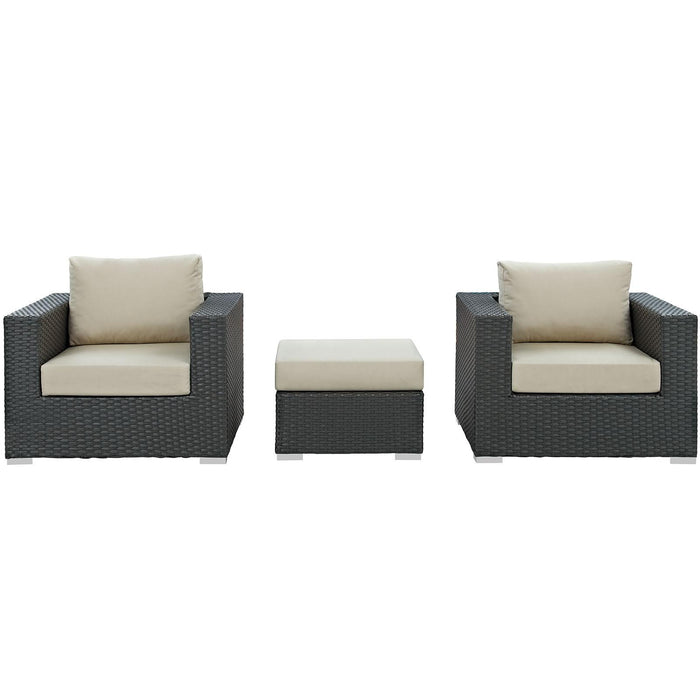 Sojourn 3 Piece Outdoor Patio Sunbrella� Sectional Set