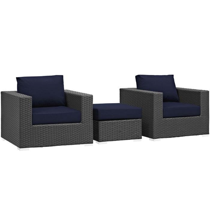 Sojourn 3 Piece Outdoor Patio Sunbrella� Sectional Set