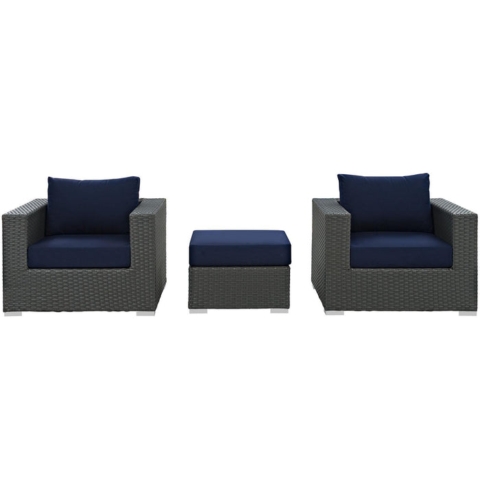 Sojourn 3 Piece Outdoor Patio Sunbrella� Sectional Set