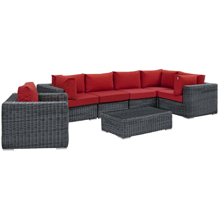 Summon 7 Piece Outdoor Patio Sunbrella� Sectional Set