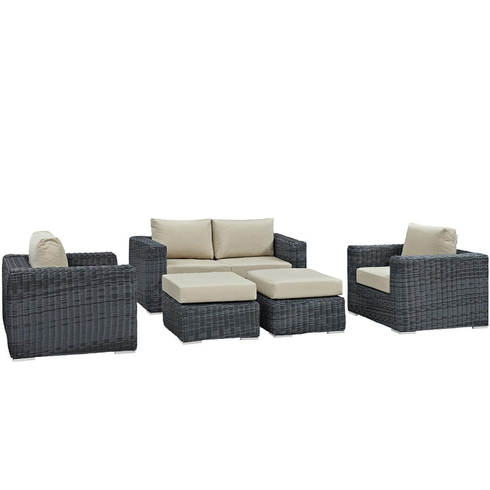 Summon 5 Piece Outdoor Patio Sunbrella� Sectional Set