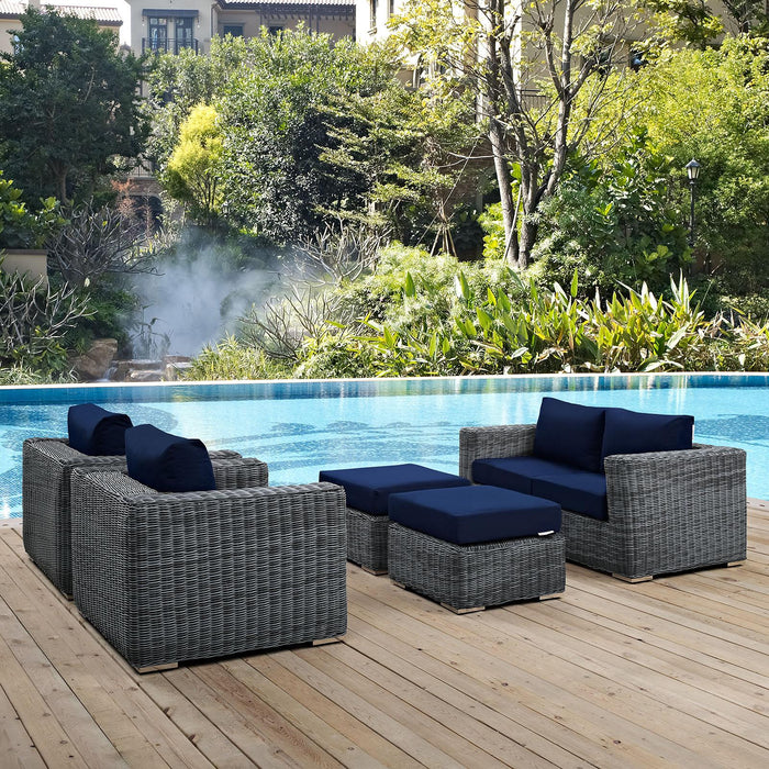 Summon 5 Piece Outdoor Patio Sunbrella� Sectional Set