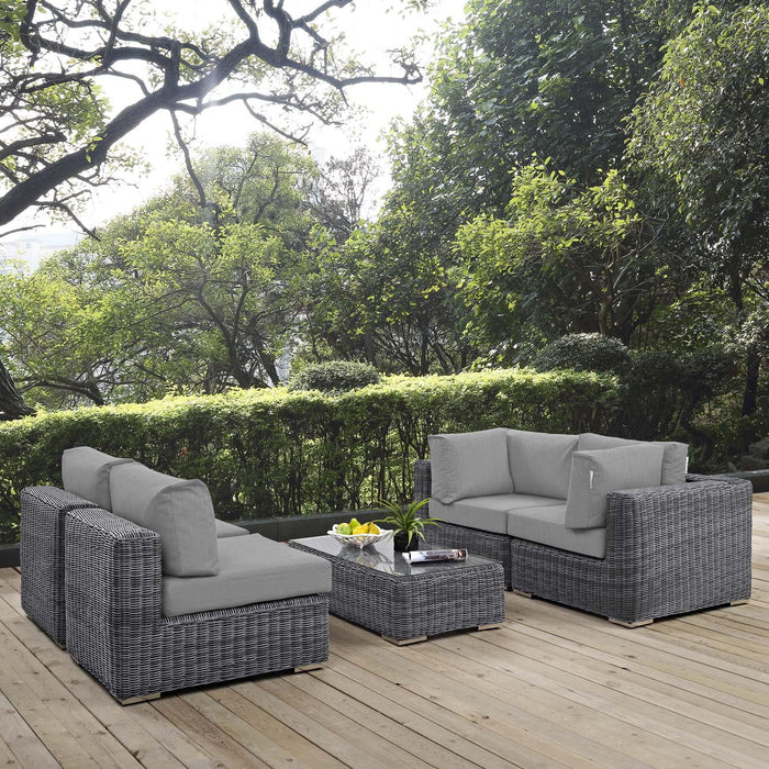 Summon 5 Piece Outdoor Patio Sunbrella� Sectional Set