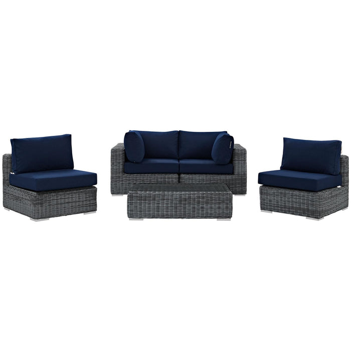 Summon 5 Piece Outdoor Patio Sunbrella� Sectional Set