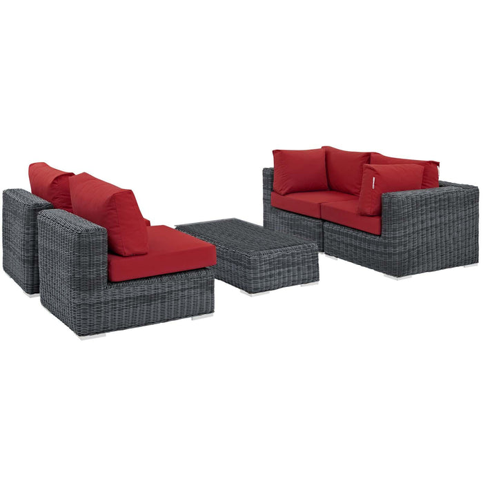 Summon 5 Piece Outdoor Patio Sunbrella� Sectional Set