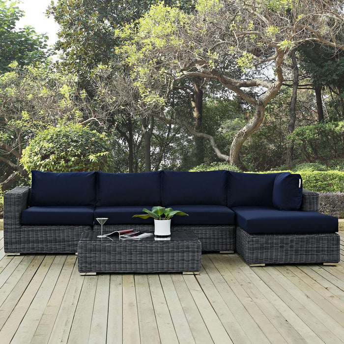 Summon 5 Piece Outdoor Patio Sunbrella� Sectional Set