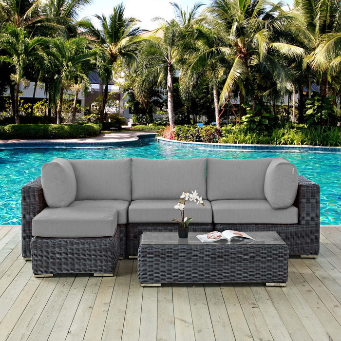 Summon 5 Piece Outdoor Patio Sunbrella� Sectional Set