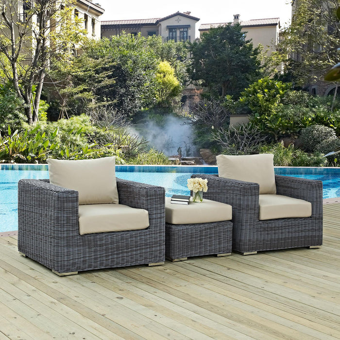 Summon 3 Piece Outdoor Patio Sunbrella� Sectional Set