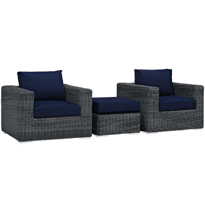 Summon 3 Piece Outdoor Patio Sunbrella� Sectional Set