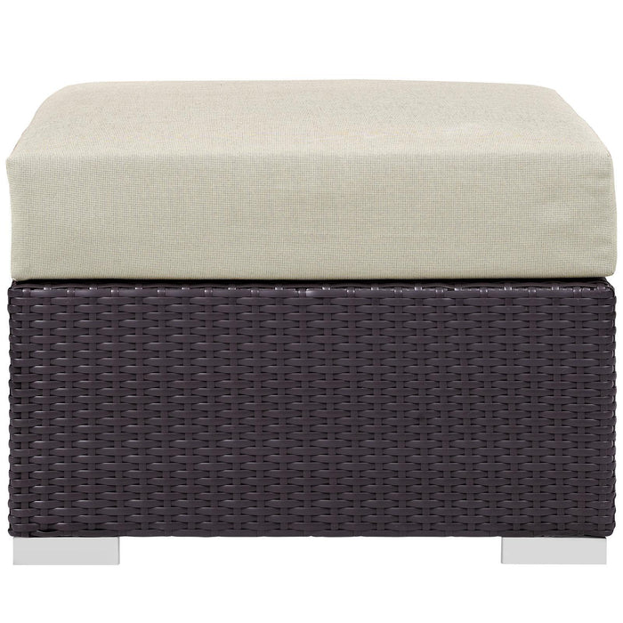 Convene Outdoor Patio Fabric Square Ottoman