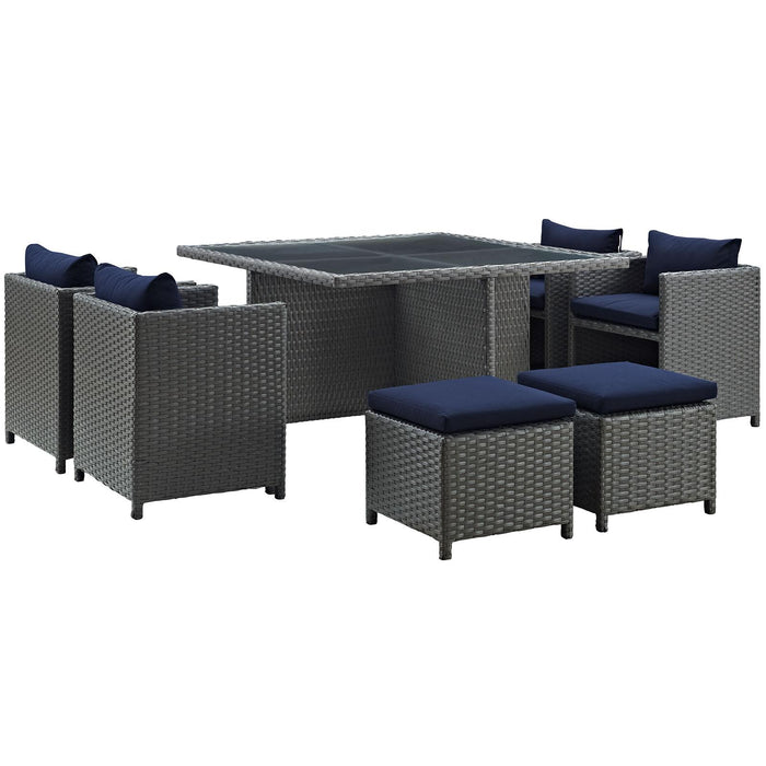 Sojourn 9 Piece Outdoor Patio Sunbrella� Dining Set