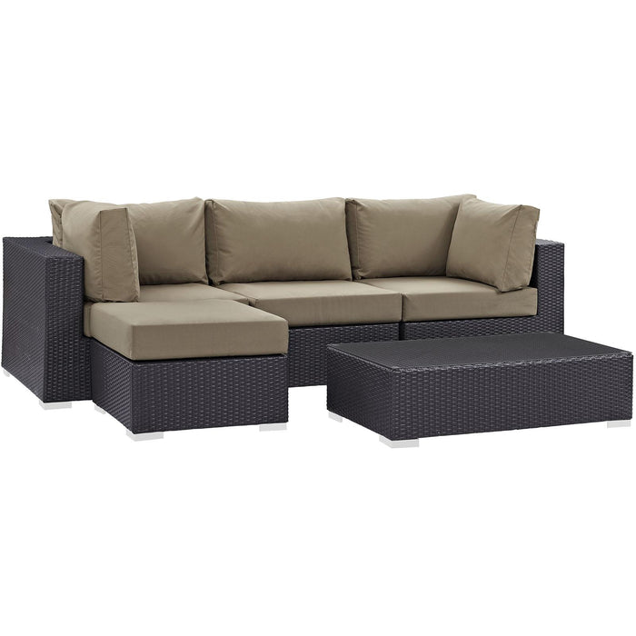 Convene 5 Piece Outdoor Patio Sectional Set