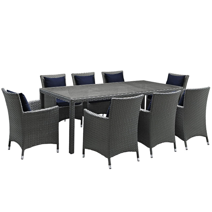 Sojourn 9 Piece Outdoor Patio Sunbrella� Dining Set