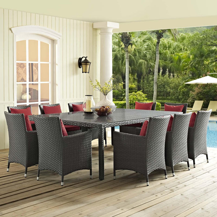 Sojourn 11 Piece Outdoor Patio Sunbrella� Dining Set