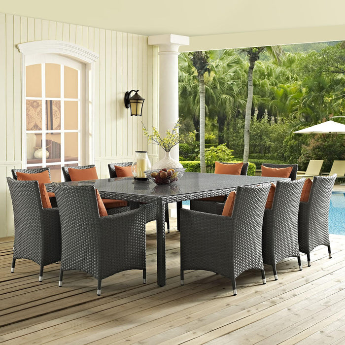 Sojourn 11 Piece Outdoor Patio Sunbrella� Dining Set