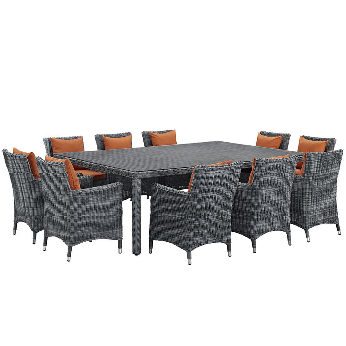 Summon 11 Piece Outdoor Patio Sunbrella� Dining Set