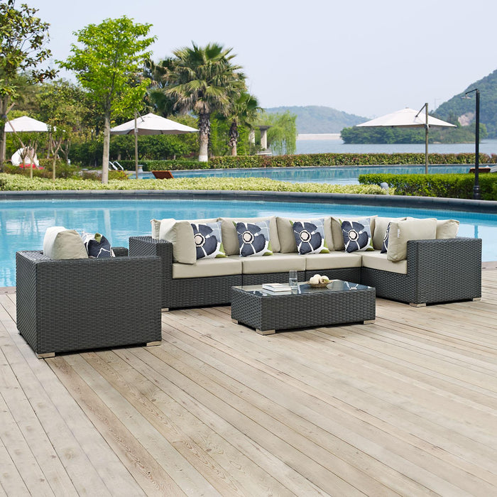 Sojourn 7 Piece Outdoor Patio Sunbrella� Sectional Set