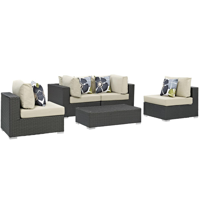 Sojourn 5 Piece Outdoor Patio Sunbrella� Sectional Set