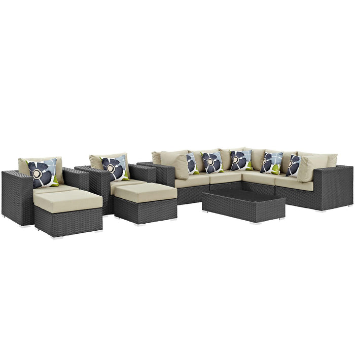 Sojourn 10 Piece Outdoor Patio Sunbrella� Sectional Set