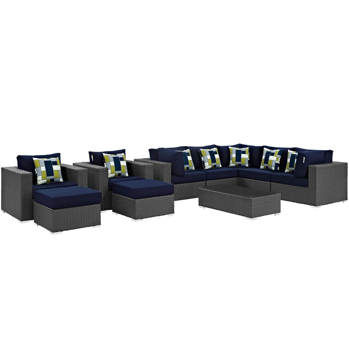 Sojourn 10 Piece Outdoor Patio Sunbrella� Sectional Set