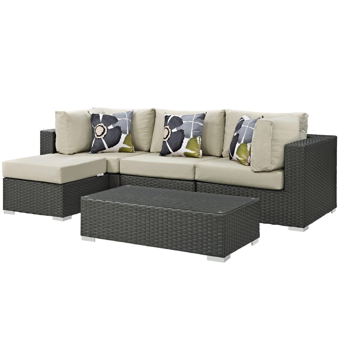 Sojourn 5 Piece Outdoor Patio Sunbrella� Sectional Set