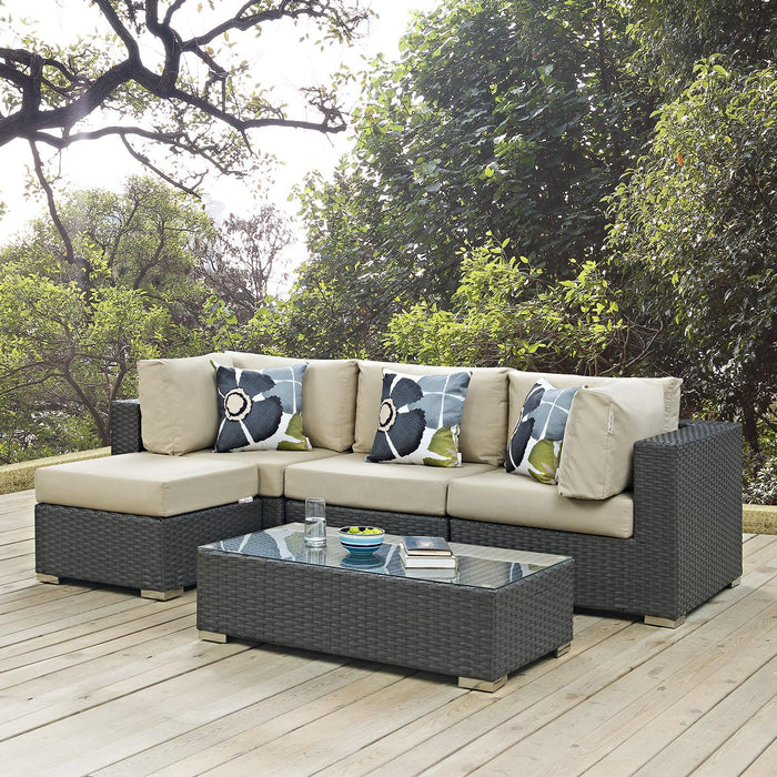 Sojourn 5 Piece Outdoor Patio Sunbrella� Sectional Set