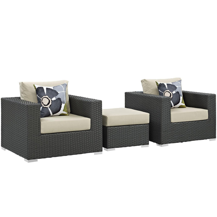 Sojourn 3 Piece Outdoor Patio Sunbrella� Sectional Set