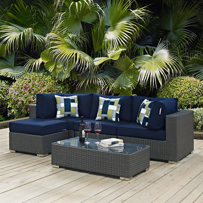 Sojourn 5 Piece Outdoor Patio Sunbrella� Sectional Set