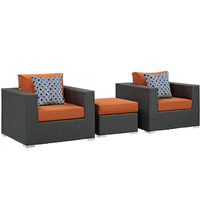 Sojourn 3 Piece Outdoor Patio Sunbrella� Sectional Set