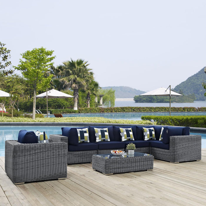 Summon 7 Piece Outdoor Patio Sunbrella� Sectional Set