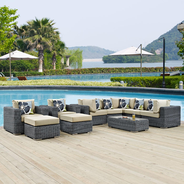 Summon 10 Piece Outdoor Patio Sunbrella� Sectional Set