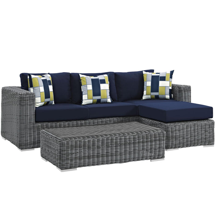 Summon 3 Piece Outdoor Patio Sunbrella� Sectional Set