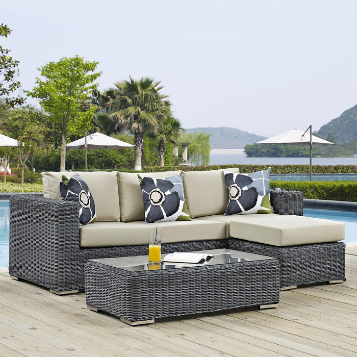 Summon 3 Piece Outdoor Patio Sunbrella� Sectional Set