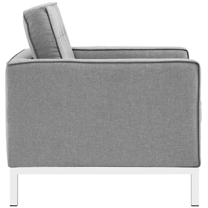 Loft 3 Piece Upholstered Fabric Sofa and Armchair Set