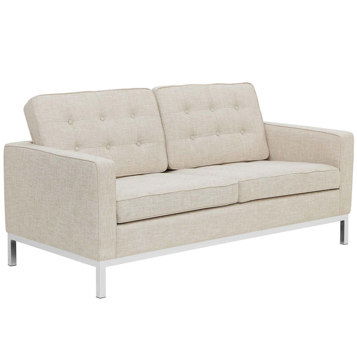 Loft 3 Piece Upholstered Fabric Sofa Loveseat and Armchair Set