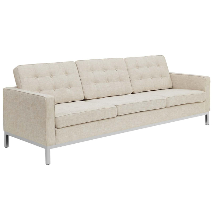 Loft 2 Piece Upholstered Fabric Sofa and Loveseat Set