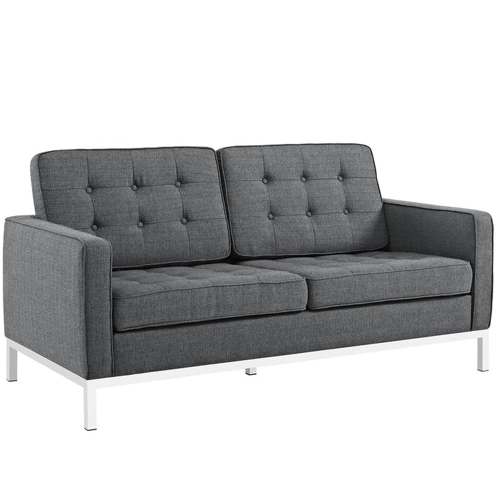 Loft 3 Piece Upholstered Fabric Sofa Loveseat and Armchair Set