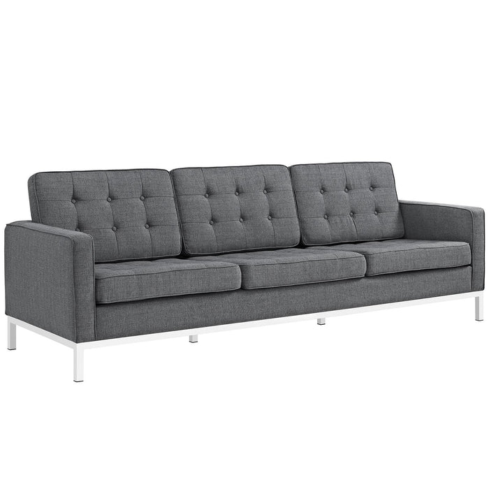 Loft 2 Piece Upholstered Fabric Sofa and Loveseat Set