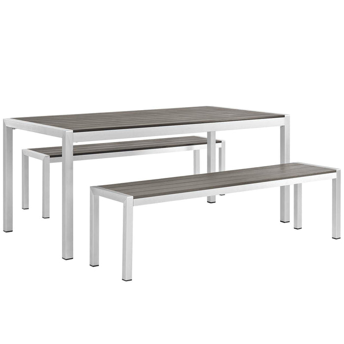 Shore 3 Piece Outdoor Patio Aluminum Dining Set image