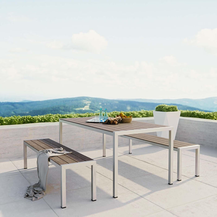 Shore 3 Piece Outdoor Patio Aluminum Dining Set