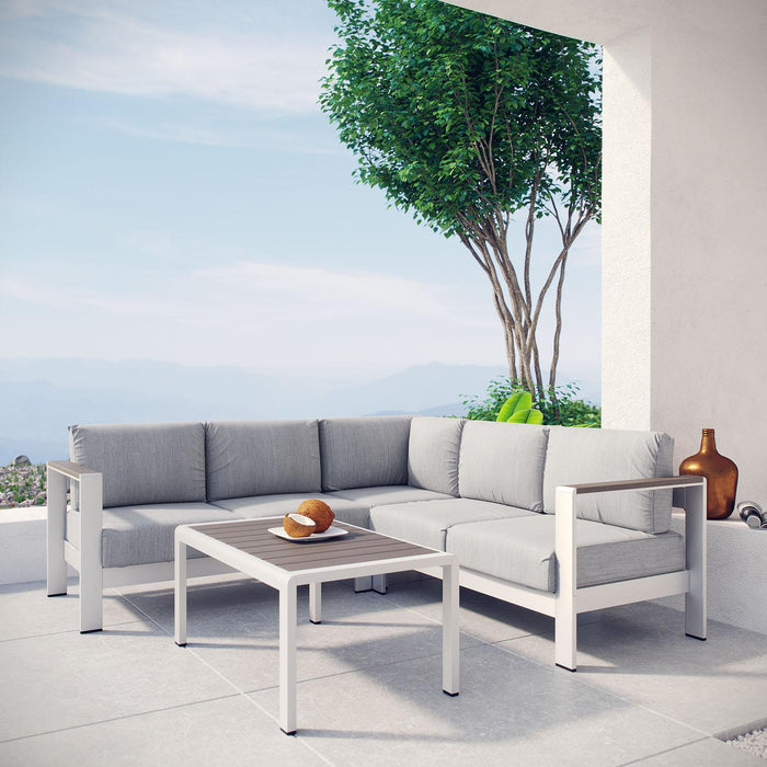 Shore 4 Piece Outdoor Patio Aluminum Sectional Sofa Set