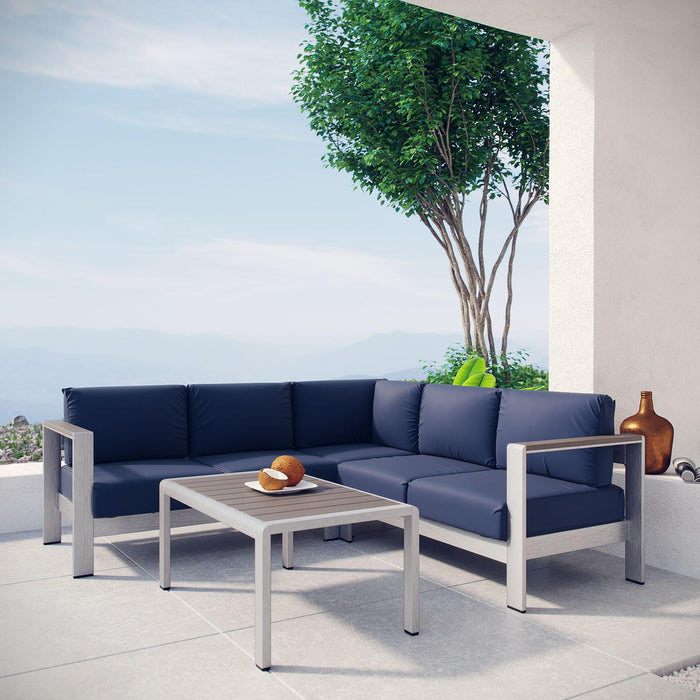 Shore 4 Piece Outdoor Patio Aluminum Sectional Sofa Set